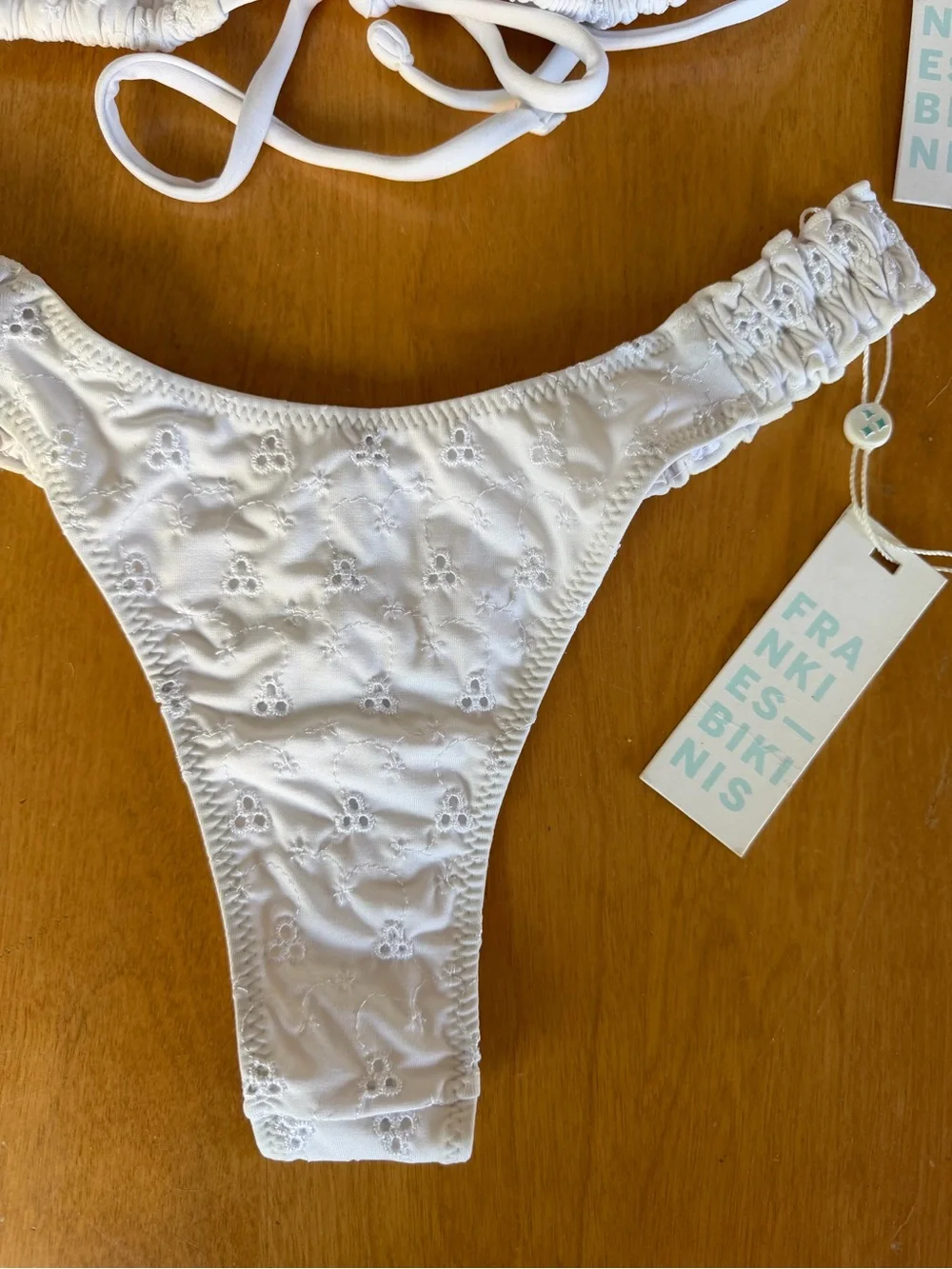 NWT Frankie’s Bikinis Lumia & Full Moon Bikini Set White Eyelet Triangle